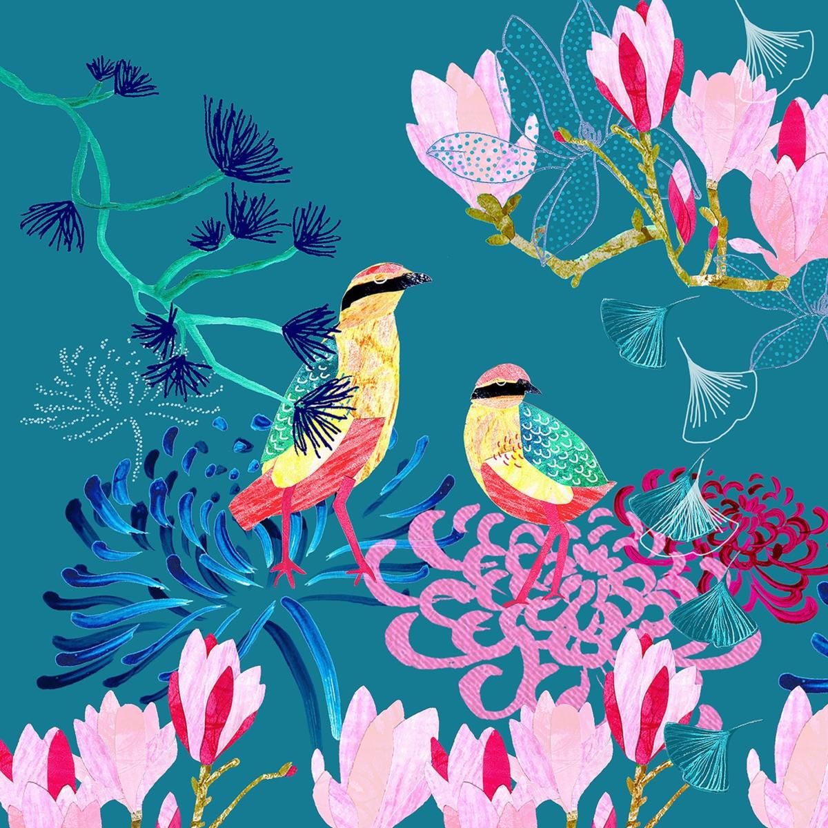 Pink / Purple Large Giclee Print Fairy Pitta Songbird Amanda West – image 1