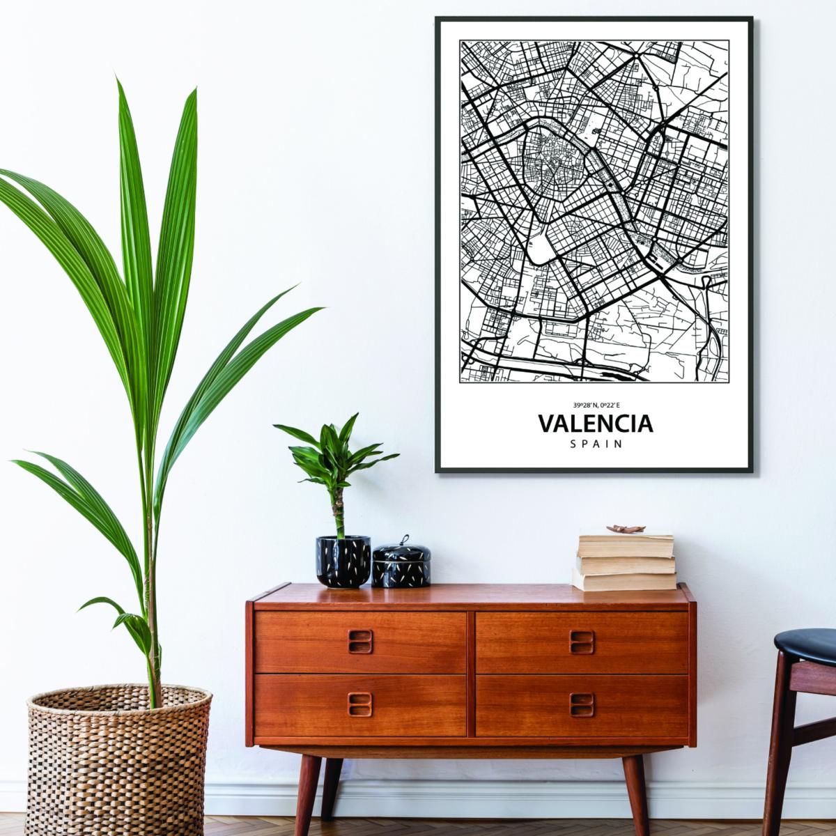 Black Map Of Valencia Spain A4 210 X 297Mm Stanley Print House – image 3