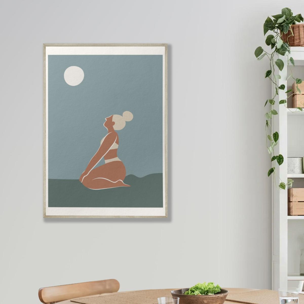 Green / Neutrals Moonlit Yogi Giclée Fine Art Print - Earthy Greens - A3 | A3 | 297 X 420Mm | Dewerstone – image 2