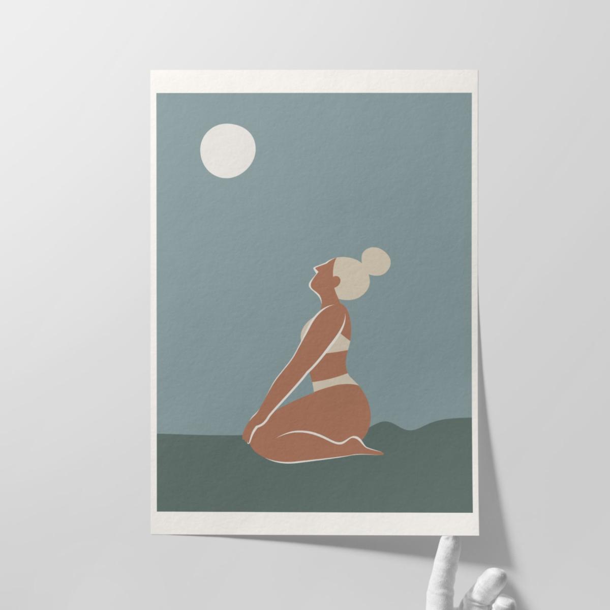 Green / Neutrals Moonlit Yogi Giclée Fine Art Print - Earthy Greens - A3 | A3 | 297 X 420Mm | Dewerstone – image 4