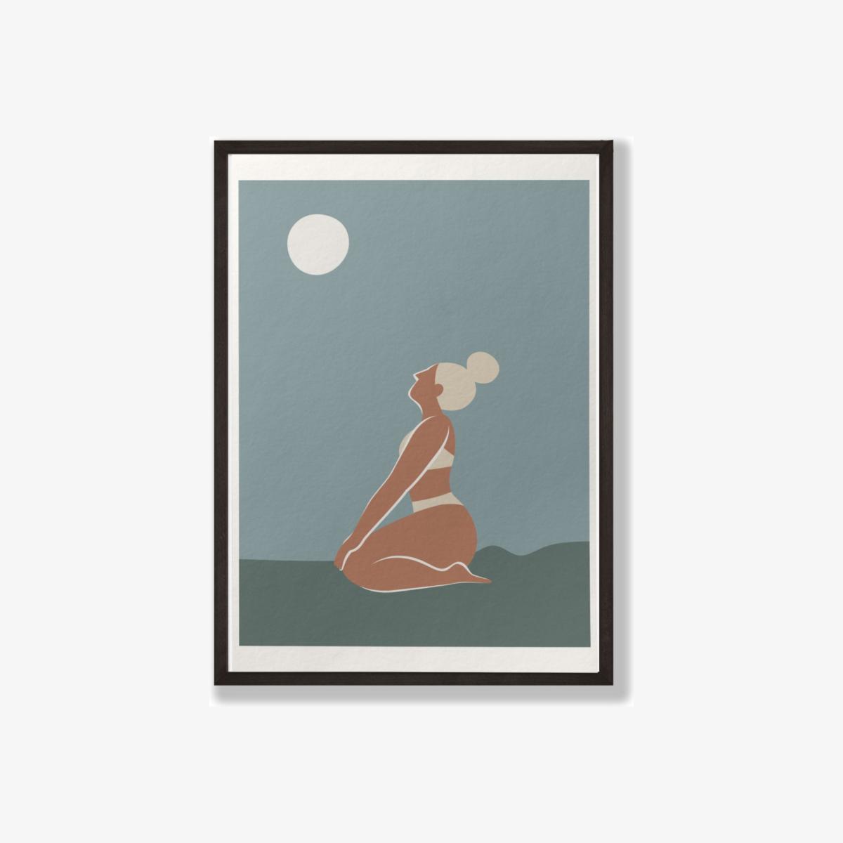 Green / Neutrals Moonlit Yogi Giclée Fine Art Print - Earthy Greens - A3 | A3 | 297 X 420Mm | Dewerstone – image 1