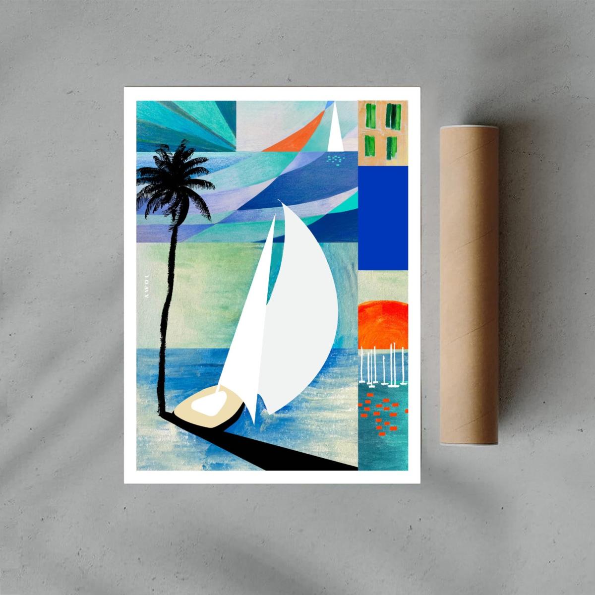 Sailboats And Sunrises On The French Riviera A3 297 X 420Mm Awol – image 4