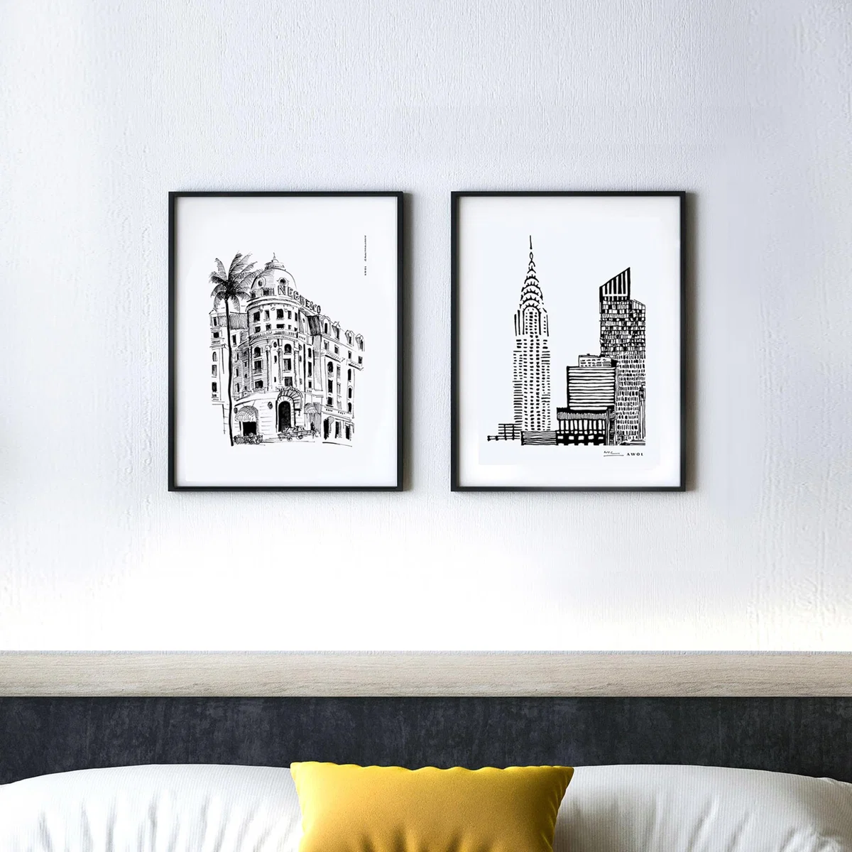 Black / White Nice, Promenade Des Anglais, Negresco Hotel Art Print: Souvenirs From The French Riviera A4 210 X 297Mm Awol – image 2