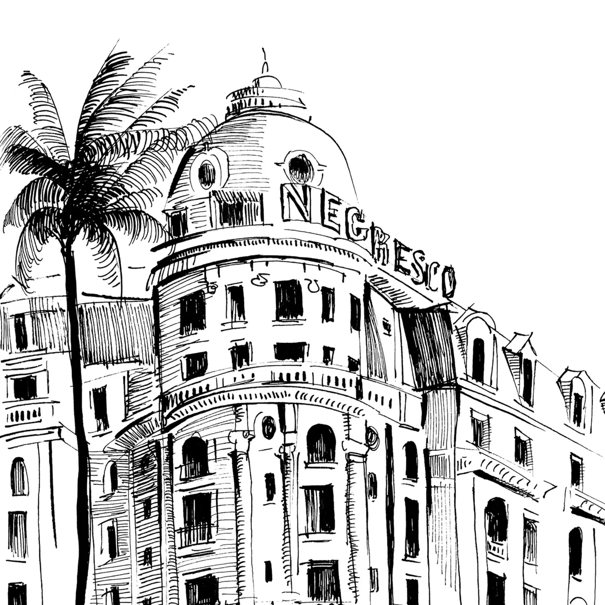 Black / White Nice, Promenade Des Anglais, Negresco Hotel Art Print: Souvenirs From The French Riviera A4 210 X 297Mm Awol – image 3