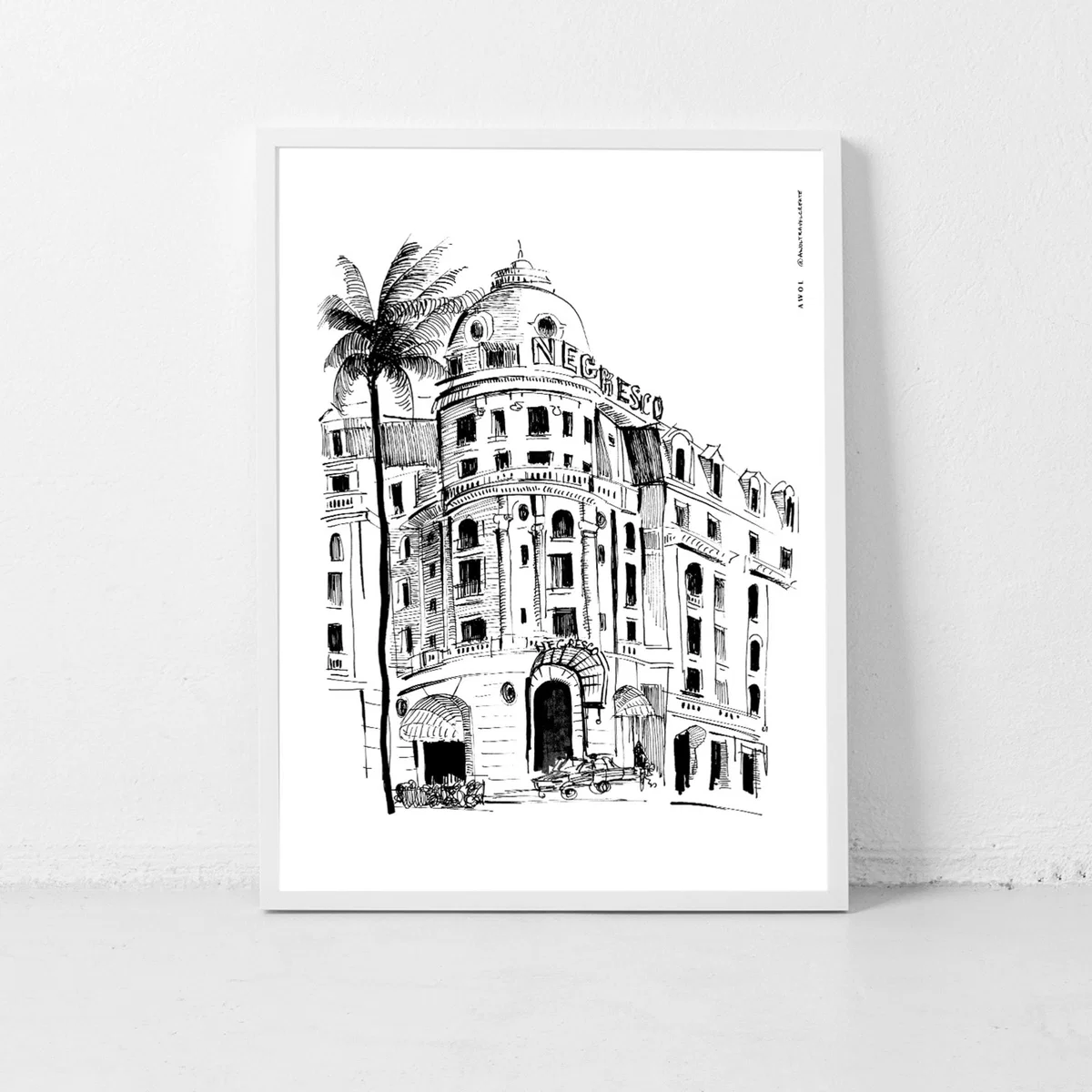 Black / White Nice, Promenade Des Anglais, Negresco Hotel Art Print: Souvenirs From The French Riviera A4 210 X 297Mm Awol – image 9