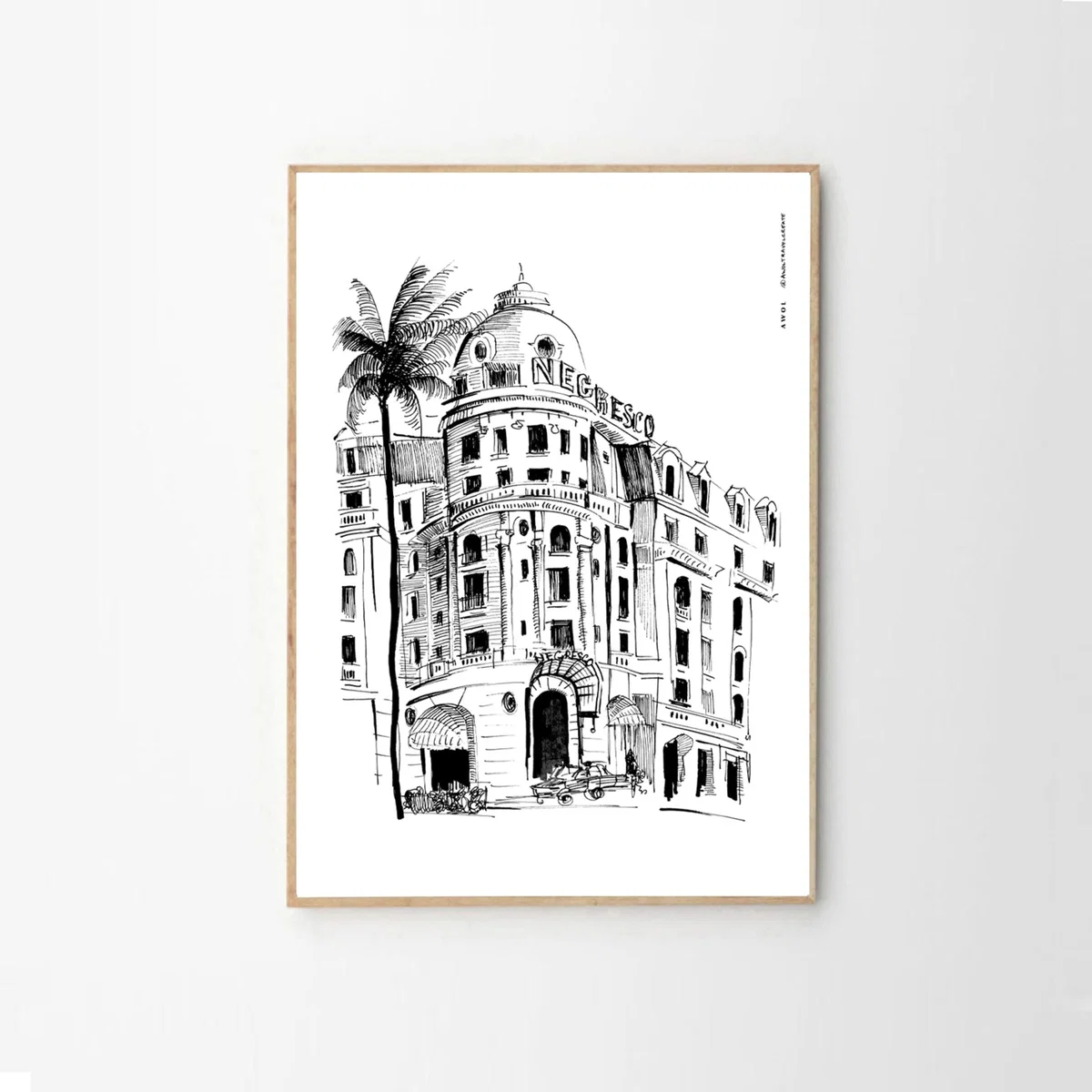 Black / White Nice, Promenade Des Anglais, Negresco Hotel Art Print: Souvenirs From The French Riviera A4 210 X 297Mm Awol – image 10