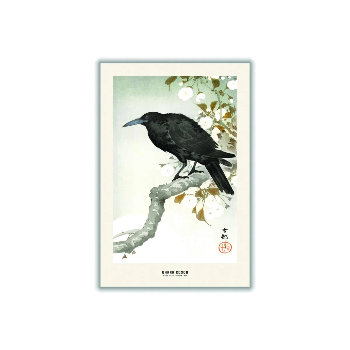 Black Ohara Koson - A Crow And The Full Moon A4 210 X 297Mm Stanley Print House – image 1
