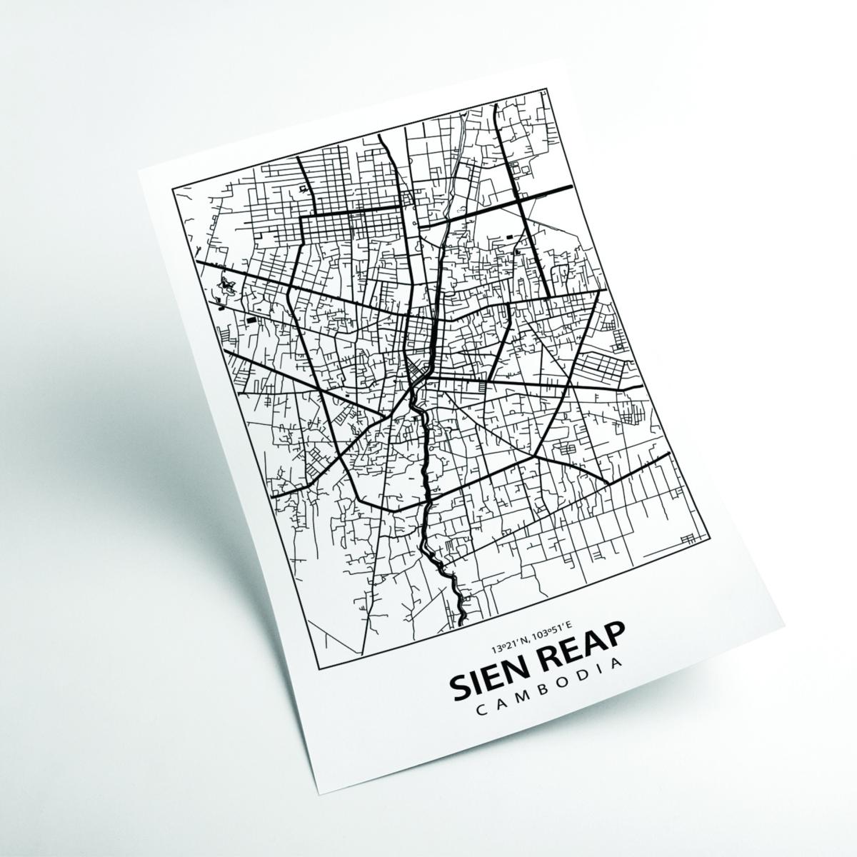 Black Map Of Sien Reap Cambodia Xxs Stanley Print House – image 2