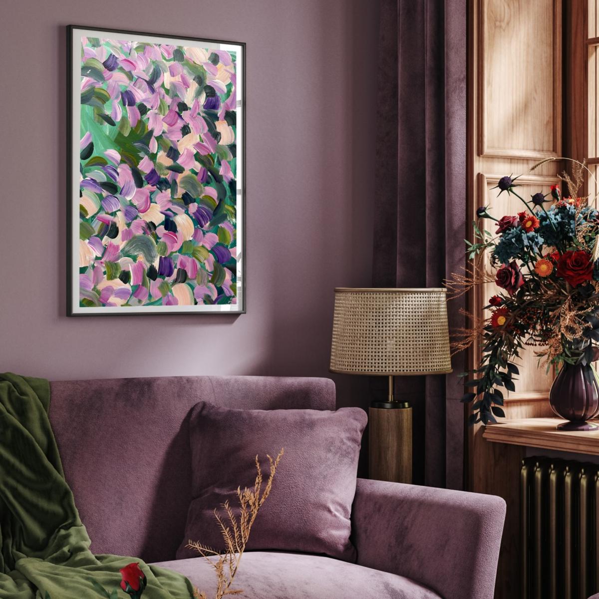 Pink / Purple Scents Of Spring Abstract Floral Print Jessica Slack Studio – image 3