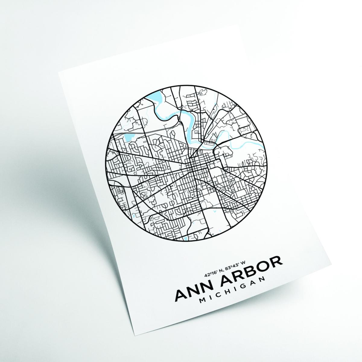 Blue Map Of Ann Arbor A3 297 X 420Mm Stanley Print House – image 2