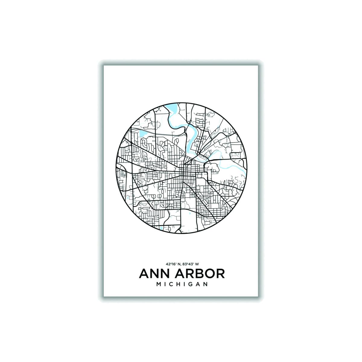 Blue Map Of Ann Arbor A3 297 X 420Mm Stanley Print House – image 1