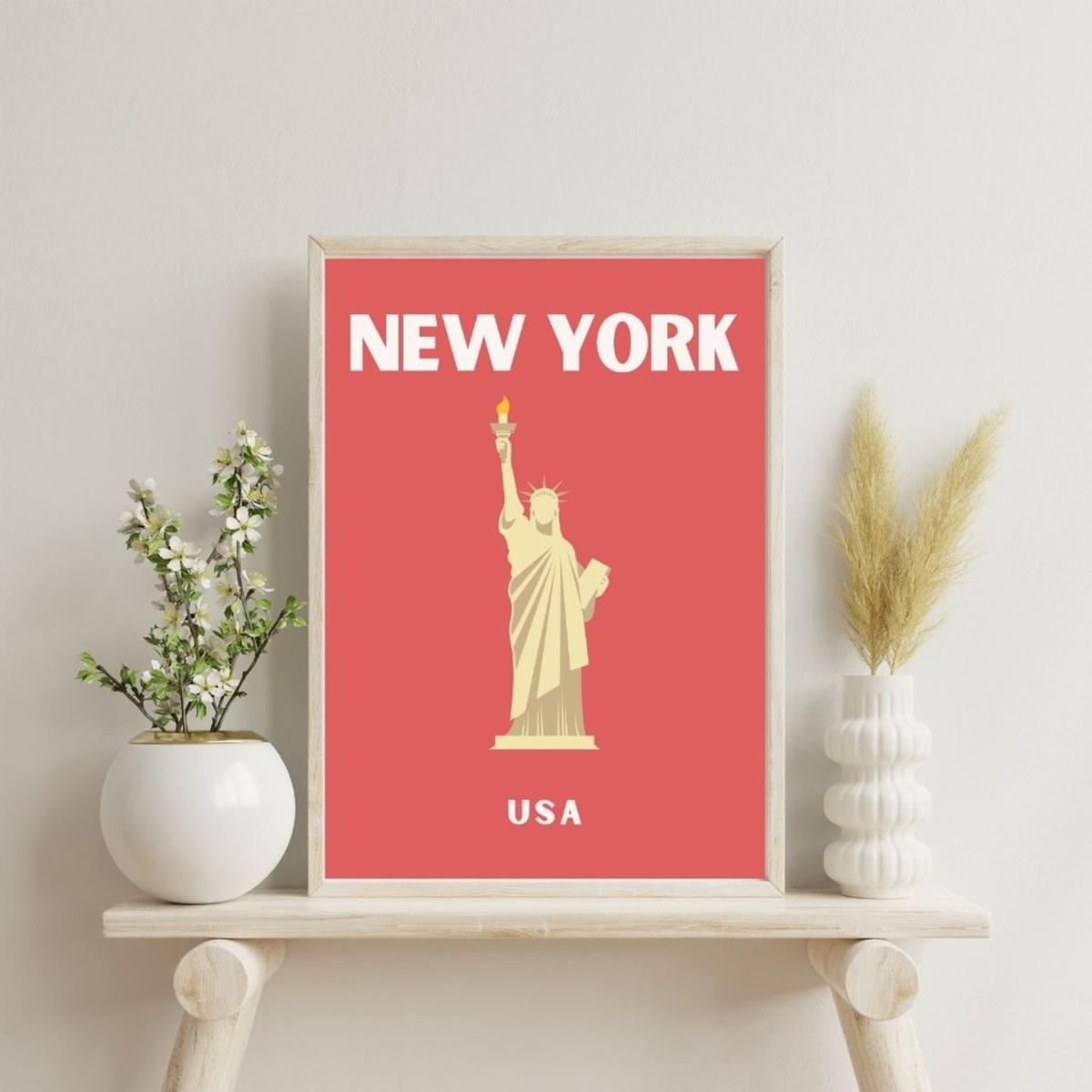 Red New York Liberty Poster | Artchi – image 2