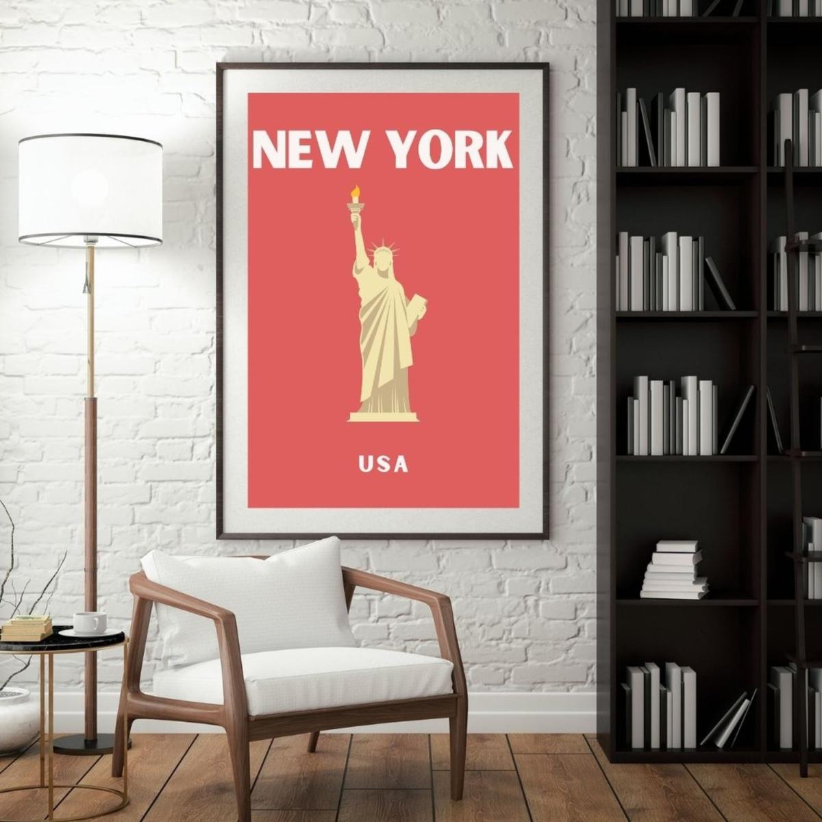 Red New York Liberty Poster | Artchi – image 3