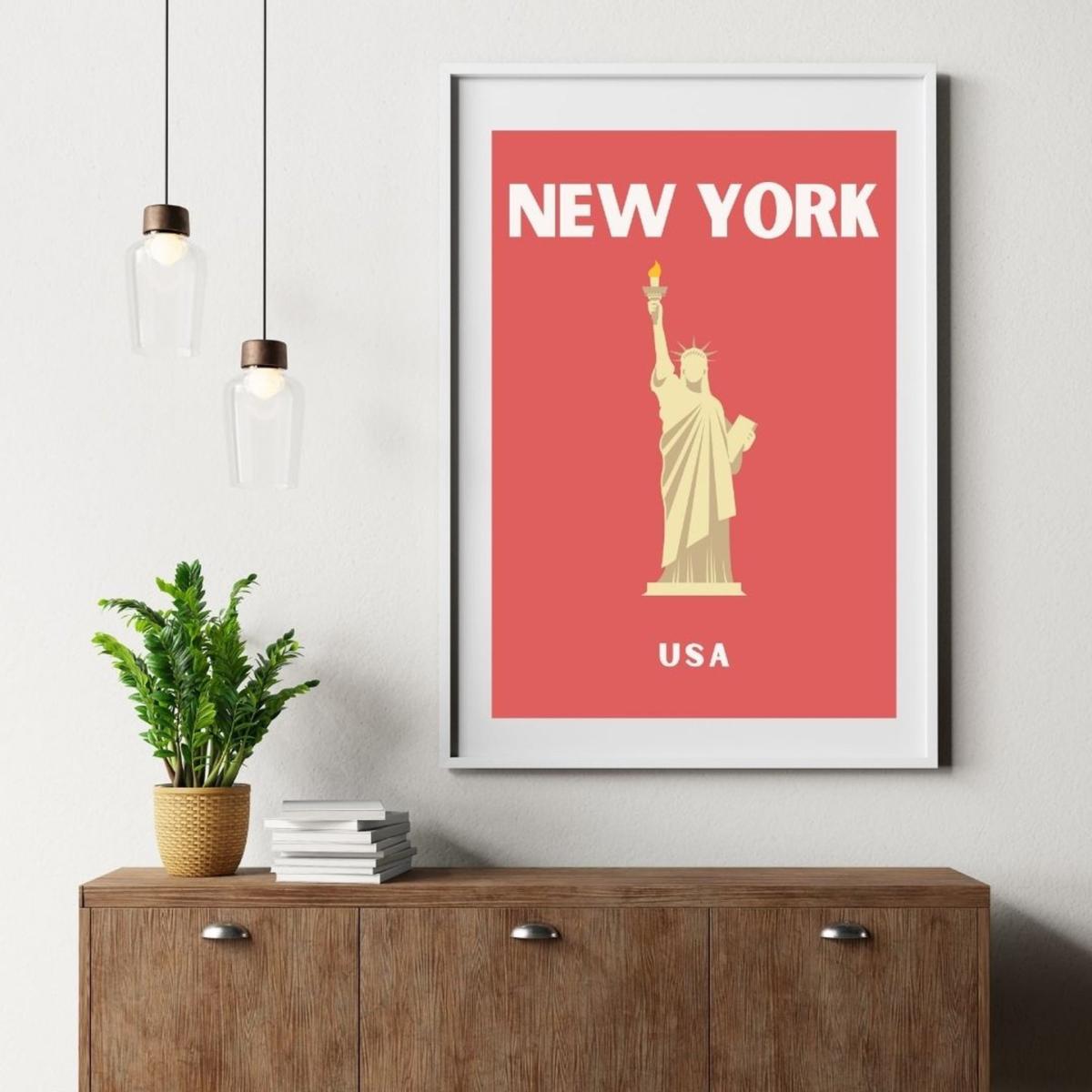 Red New York Liberty Poster | Artchi – image 4