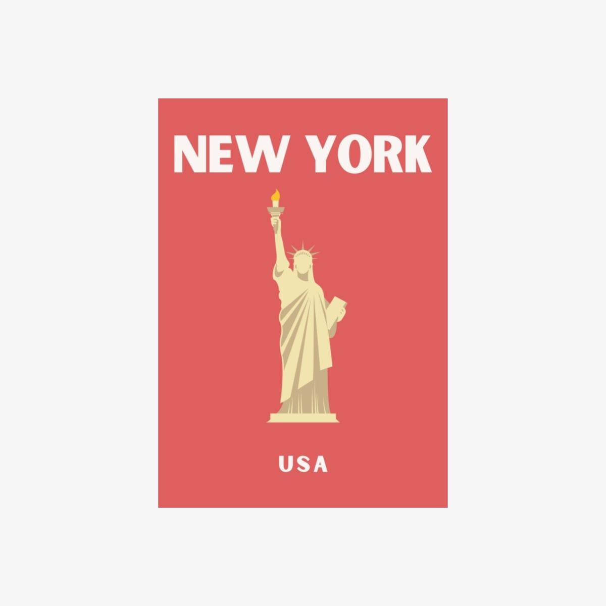 Red New York Liberty Poster | Artchi – image 1