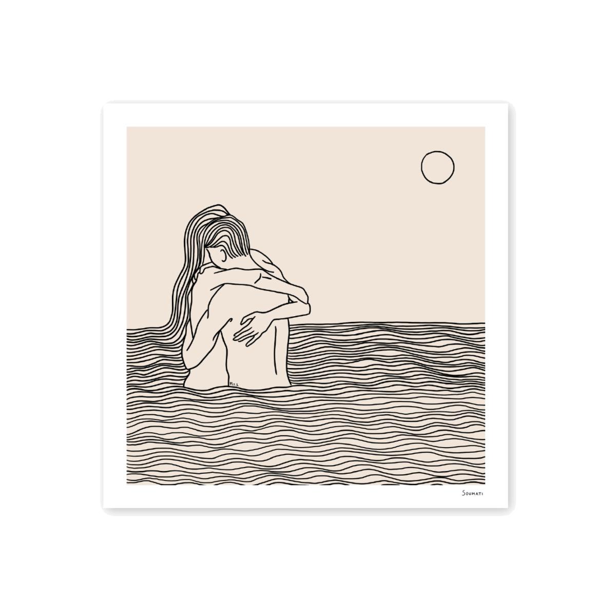 Neutrals You Me & The Sea Art Print 50X50Cm Soumati Studio