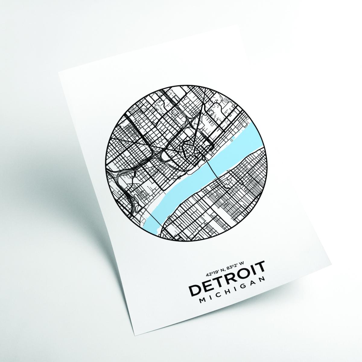 Blue Map Of Detroit Medium Stanley Print House – image 2