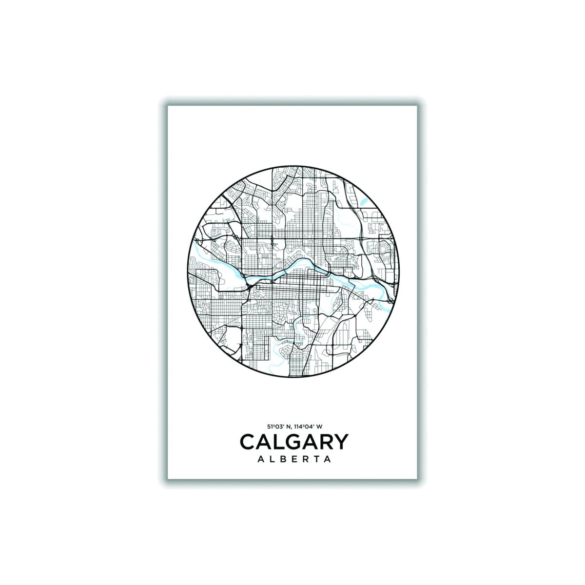 Black Map Of Calgary A1 594 X 841Mm Stanley Print House – image 1