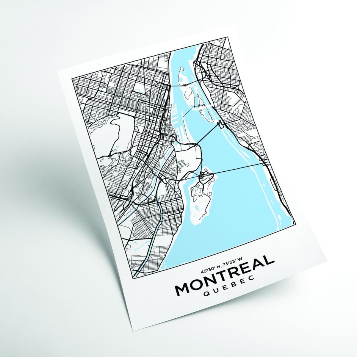 Blue Map Of Montreal Quebec A2 420 X 594Mm Stanley Print House – image 2