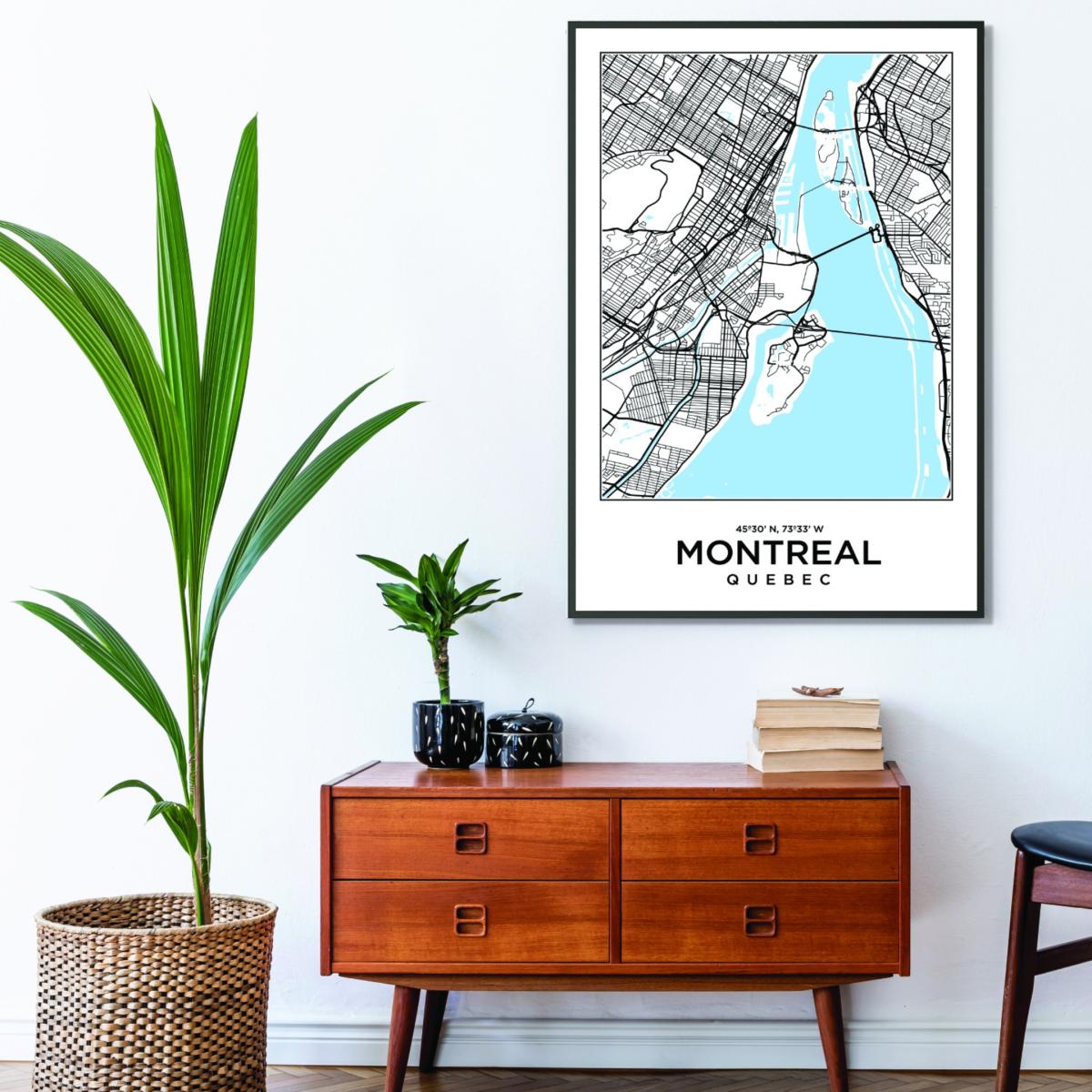Blue Map Of Montreal Quebec A2 420 X 594Mm Stanley Print House – image 3