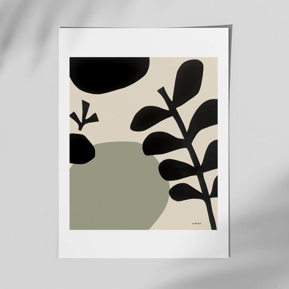 Black / Green / Neutrals Mediterranean Garden: Minimalist Botanical Art Print, Part One | A3 | 297 X 420Mm | Awol – image 3