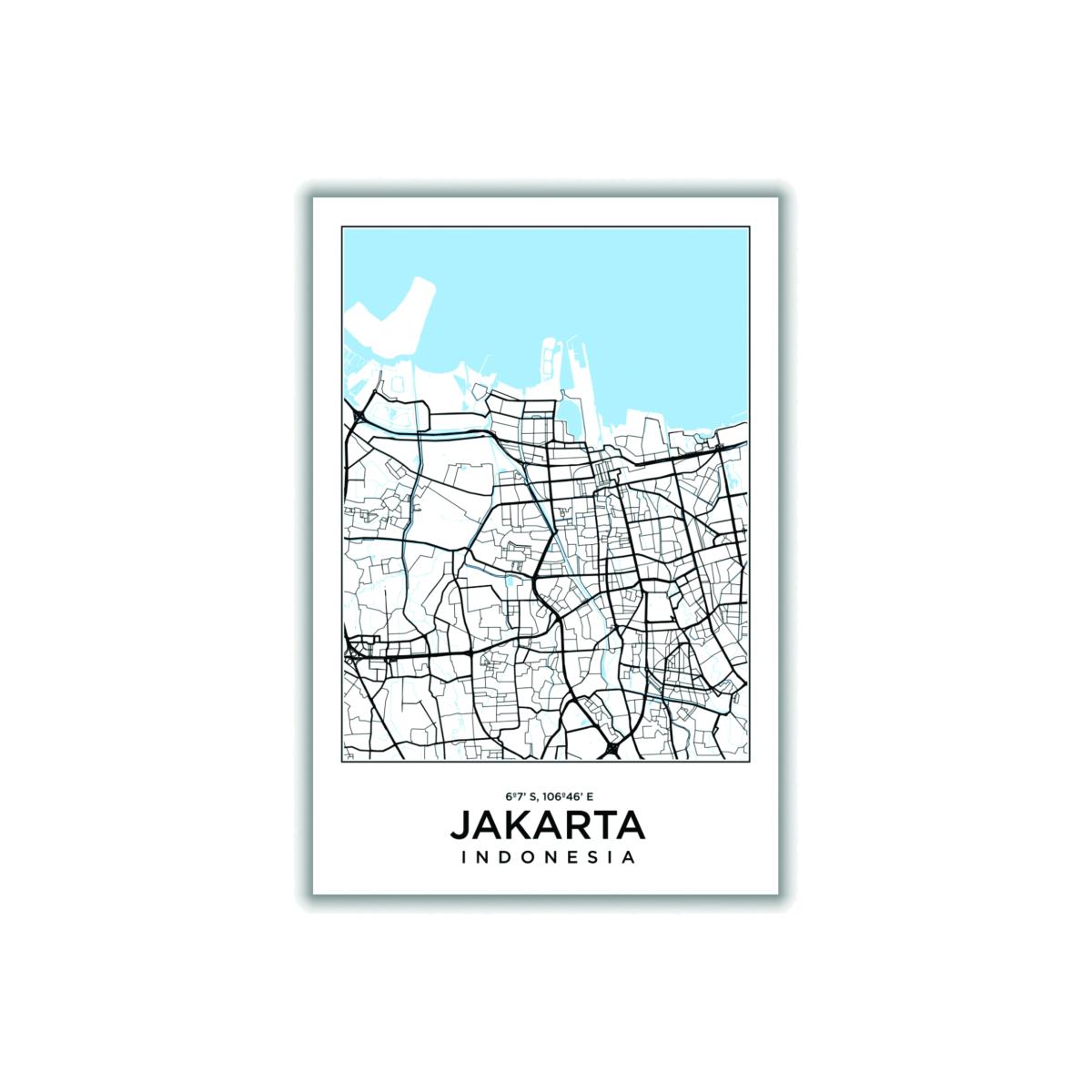 Blue Map Of Jakarta Indonesia Extra Small Stanley Print House – image 1