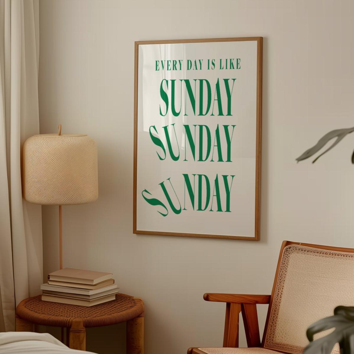 Green Everyday Is Like Sunday Mindful Relaxation Music Art Print | A3 | 297 X 420Mm | Fanclub – image 2