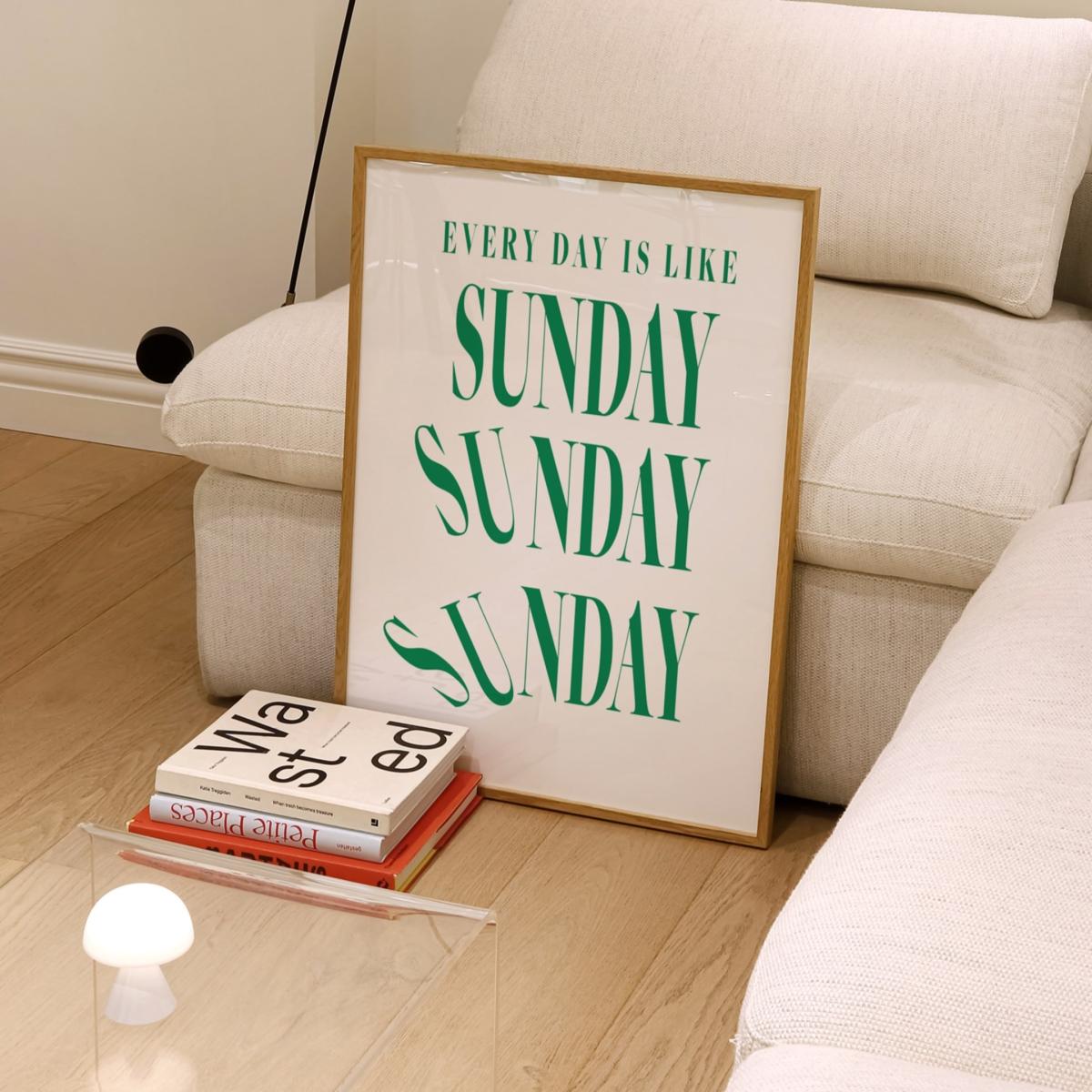 Green Everyday Is Like Sunday Mindful Relaxation Music Art Print | A3 | 297 X 420Mm | Fanclub – image 3