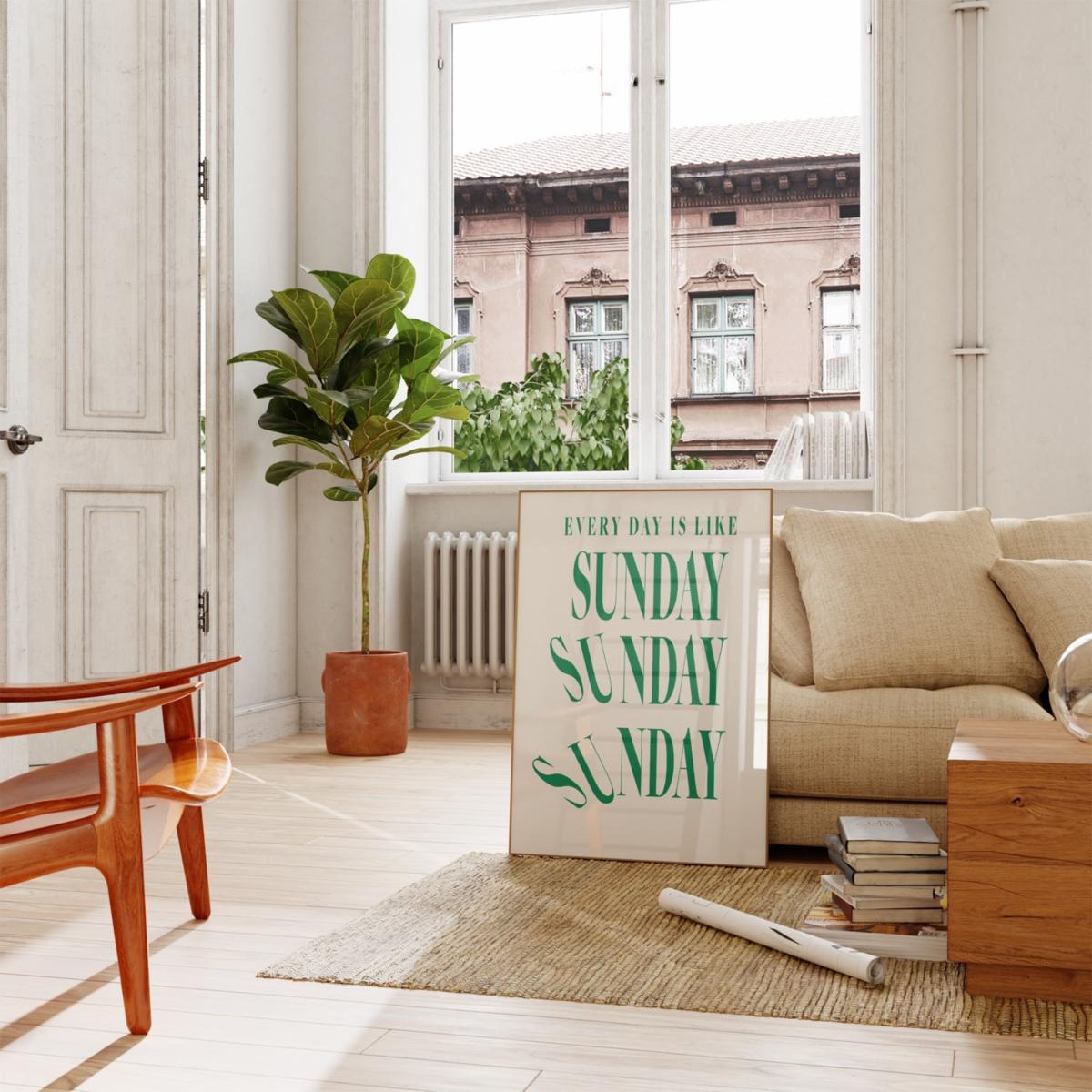 Green Everyday Is Like Sunday Mindful Relaxation Music Art Print | A3 | 297 X 420Mm | Fanclub – image 5