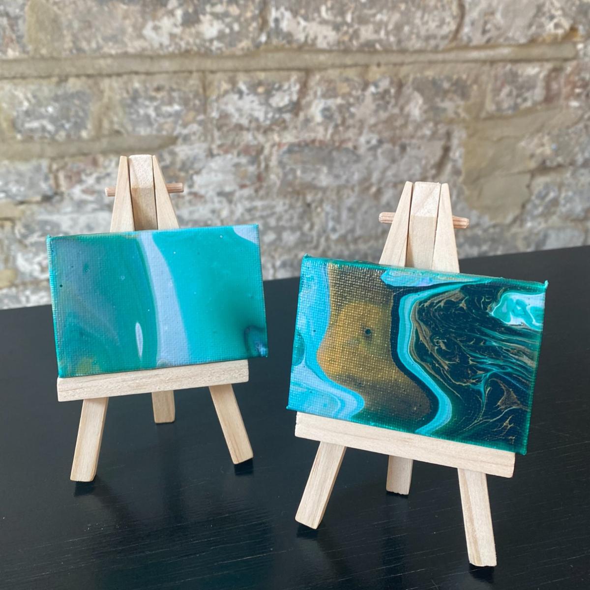 Green / Gold Mini Painting Pair - Earth, Wind & Fire A7 74 X 105Mm By Shax – image 2