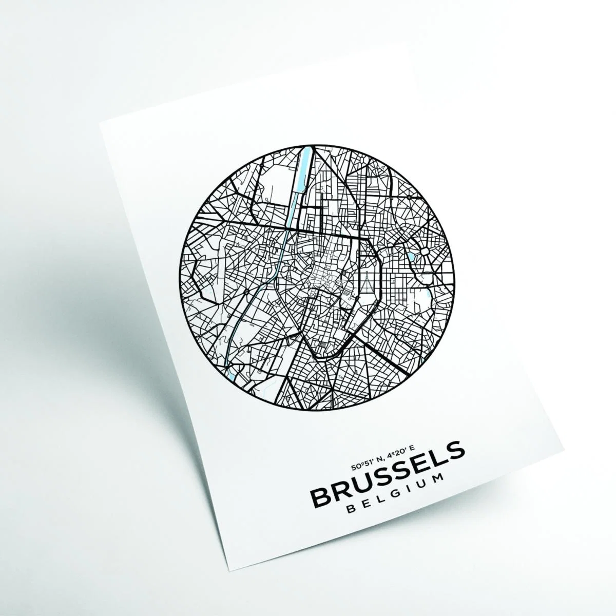 Black Map Of Brussels Medium Stanley Print House – image 2