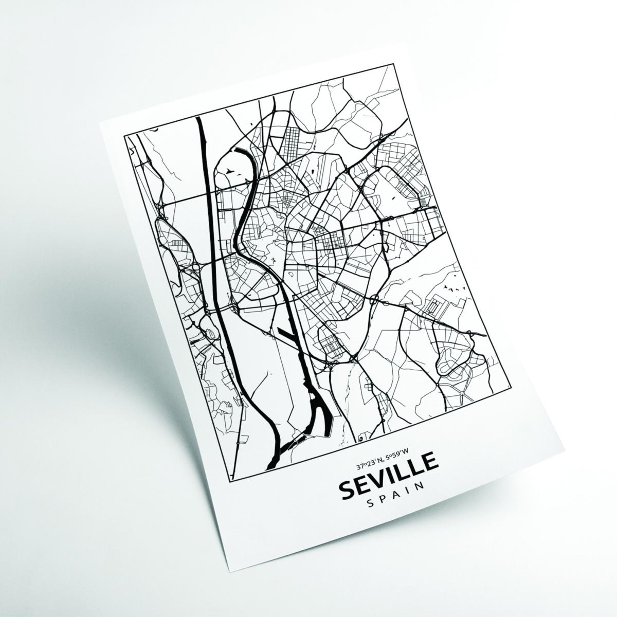 Black Map Of Seville Spain Small Stanley Print House – image 2