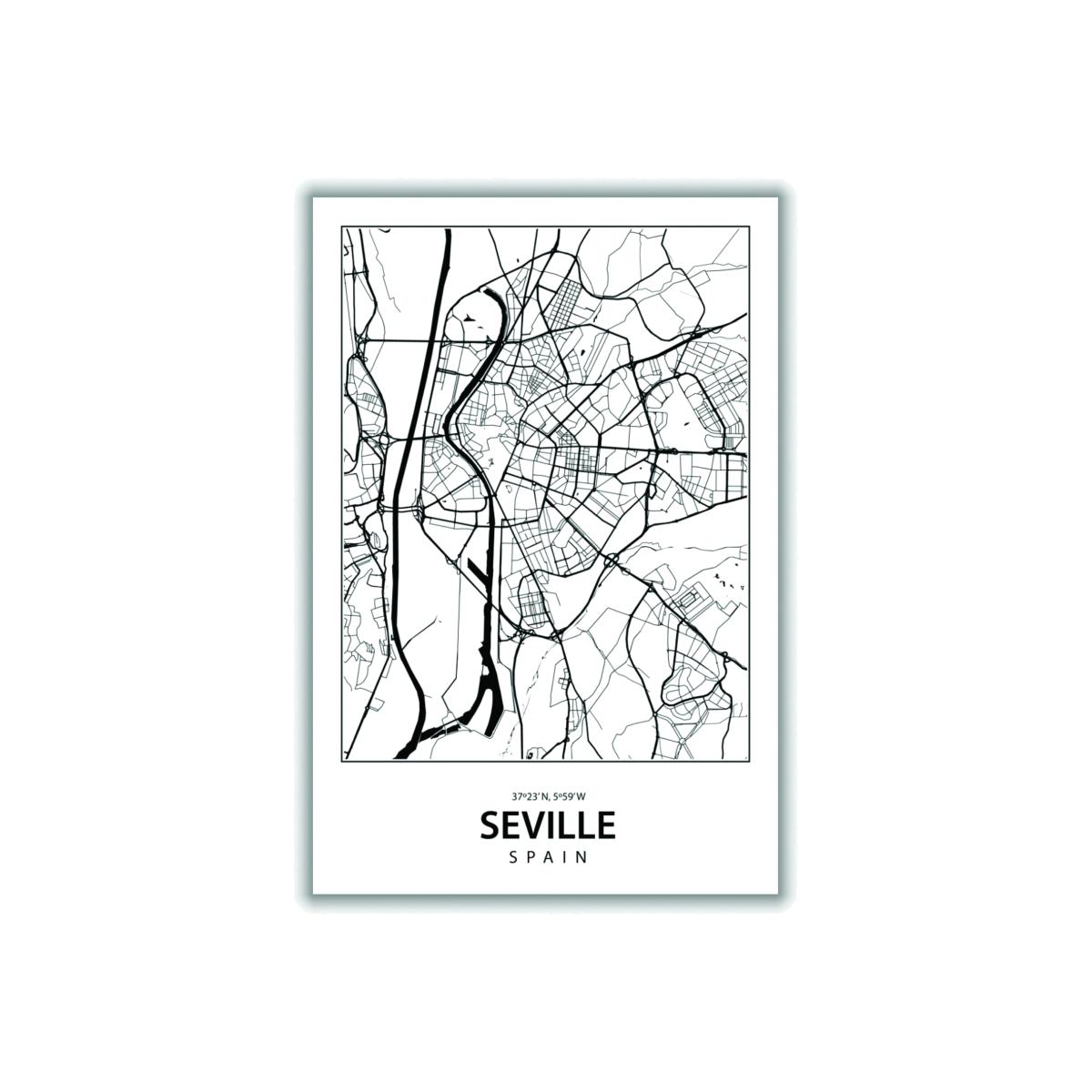 Black Map Of Seville Spain Small Stanley Print House – image 1