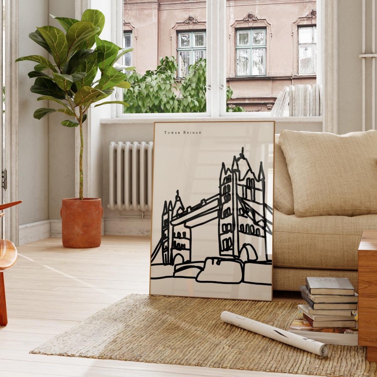 Black / White Tower Bridge Art Print - A3 | A3 | 297 X 420Mm | Natalie Cass Art – image 3
