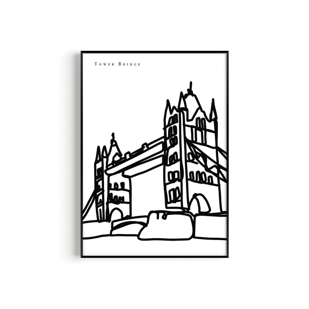 Black / White Tower Bridge Art Print - A3 | A3 | 297 X 420Mm | Natalie Cass Art – image 1
