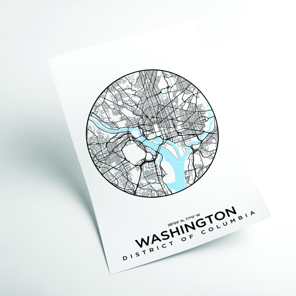Blue Map Of Washington A2 420 X 594Mm Stanley Print House – image 2