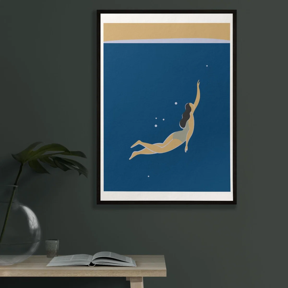 Neutrals / Blue The Swimmer Giclée Fine Art Print - Deep Blues - A3 | A3 | 297 X 420Mm | Dewerstone – image 2