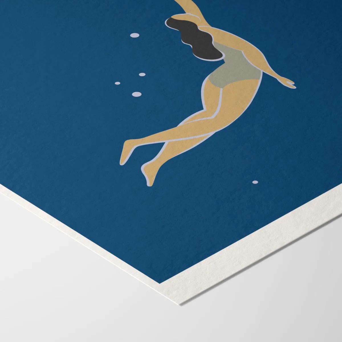 Neutrals / Blue The Swimmer Giclée Fine Art Print - Deep Blues - A3 | A3 | 297 X 420Mm | Dewerstone – image 3