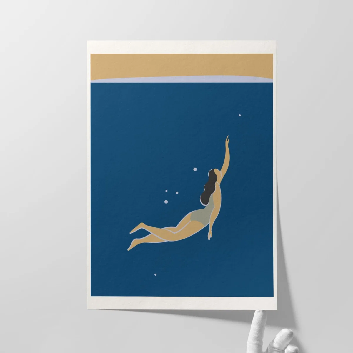 Neutrals / Blue The Swimmer Giclée Fine Art Print - Deep Blues - A3 | A3 | 297 X 420Mm | Dewerstone – image 4