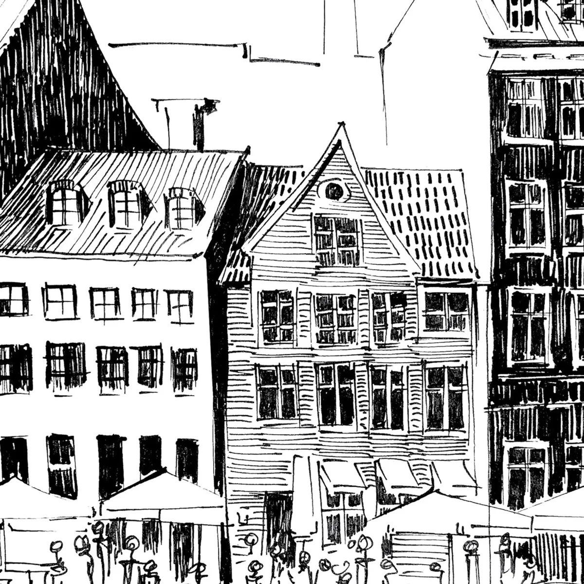 Black / White Copenhagen Art Print: A Beautiful Day On Nyhavn Canal A4 210 X 297Mm Awol – image 2