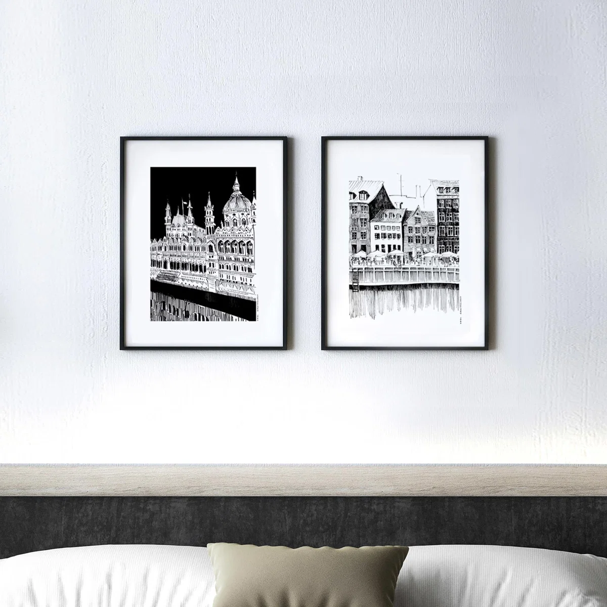 Black / White Copenhagen Art Print: A Beautiful Day On Nyhavn Canal A4 210 X 297Mm Awol – image 3