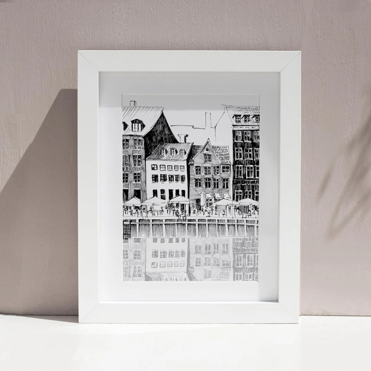 Black / White Copenhagen Art Print: A Beautiful Day On Nyhavn Canal A4 210 X 297Mm Awol – image 4
