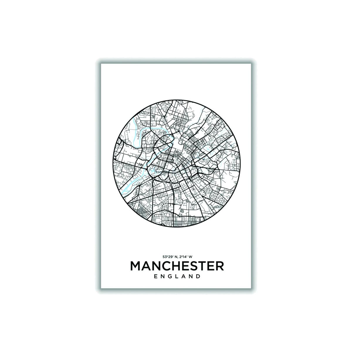 Black Map Of Manchester Large Stanley Print House – image 1