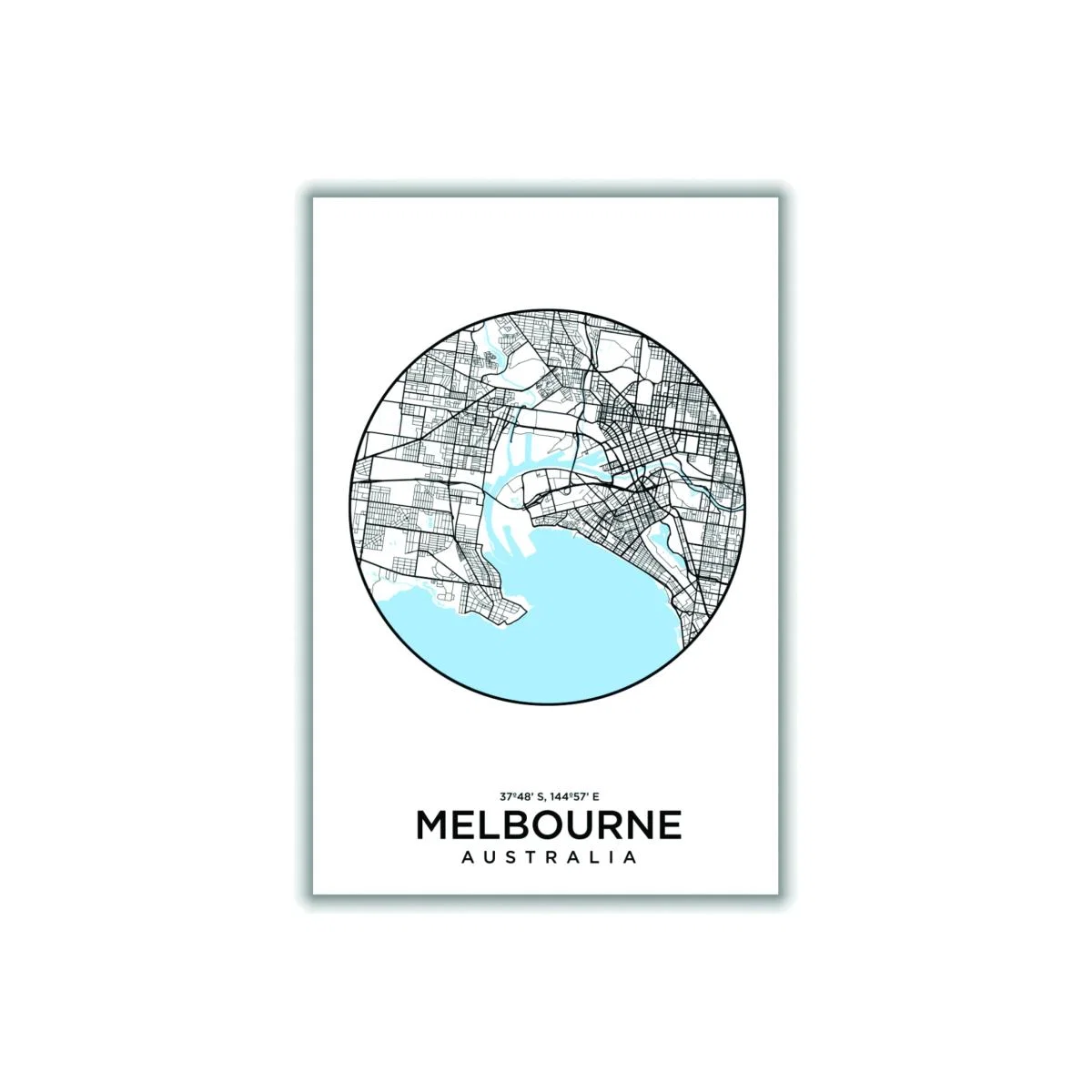 Blue Map Of Melbourne A3 297 X 420Mm Stanley Print House – image 1