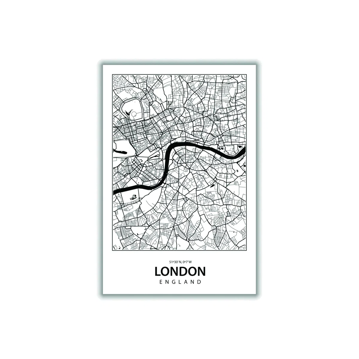 Black Map Of London England A2 420 X 594Mm Stanley Print House – image 1
