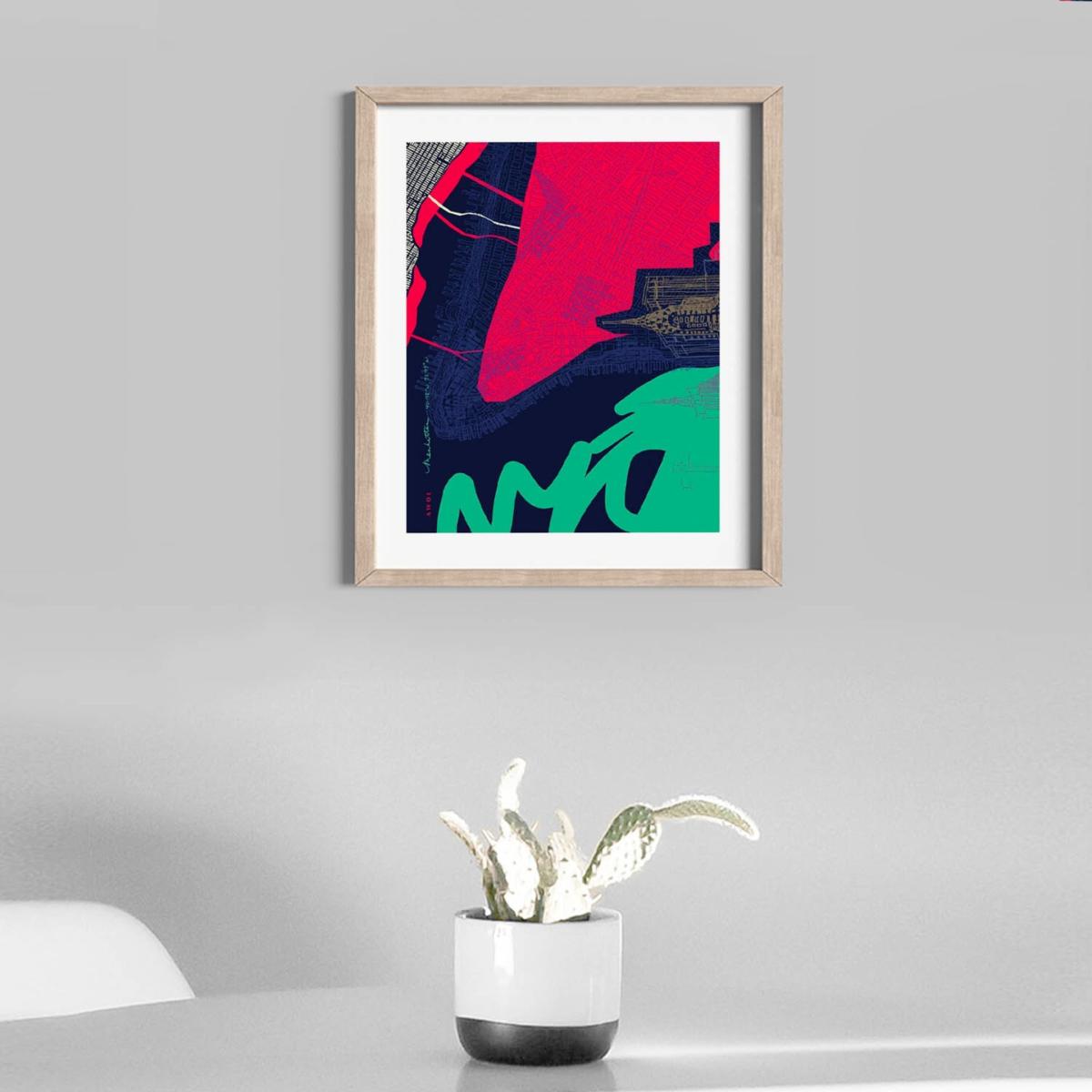 Gold / Green / Blue New York Urban Art Print: The City That Never Sleeps Awol – image 4