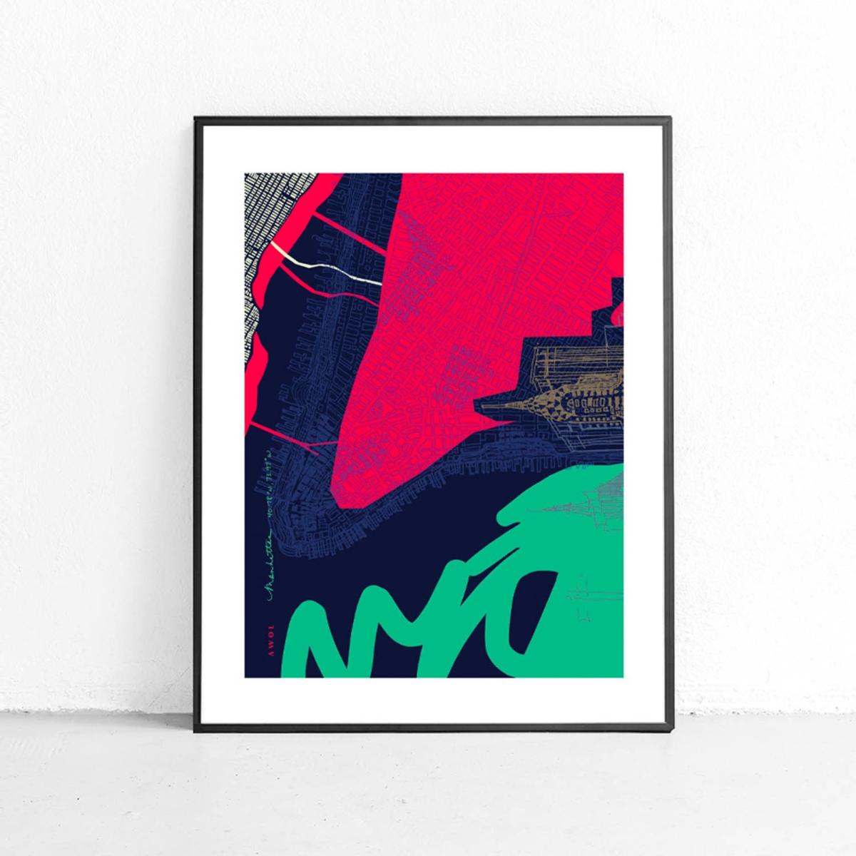 Gold / Green / Blue New York Urban Art Print: The City That Never Sleeps Awol – image 8