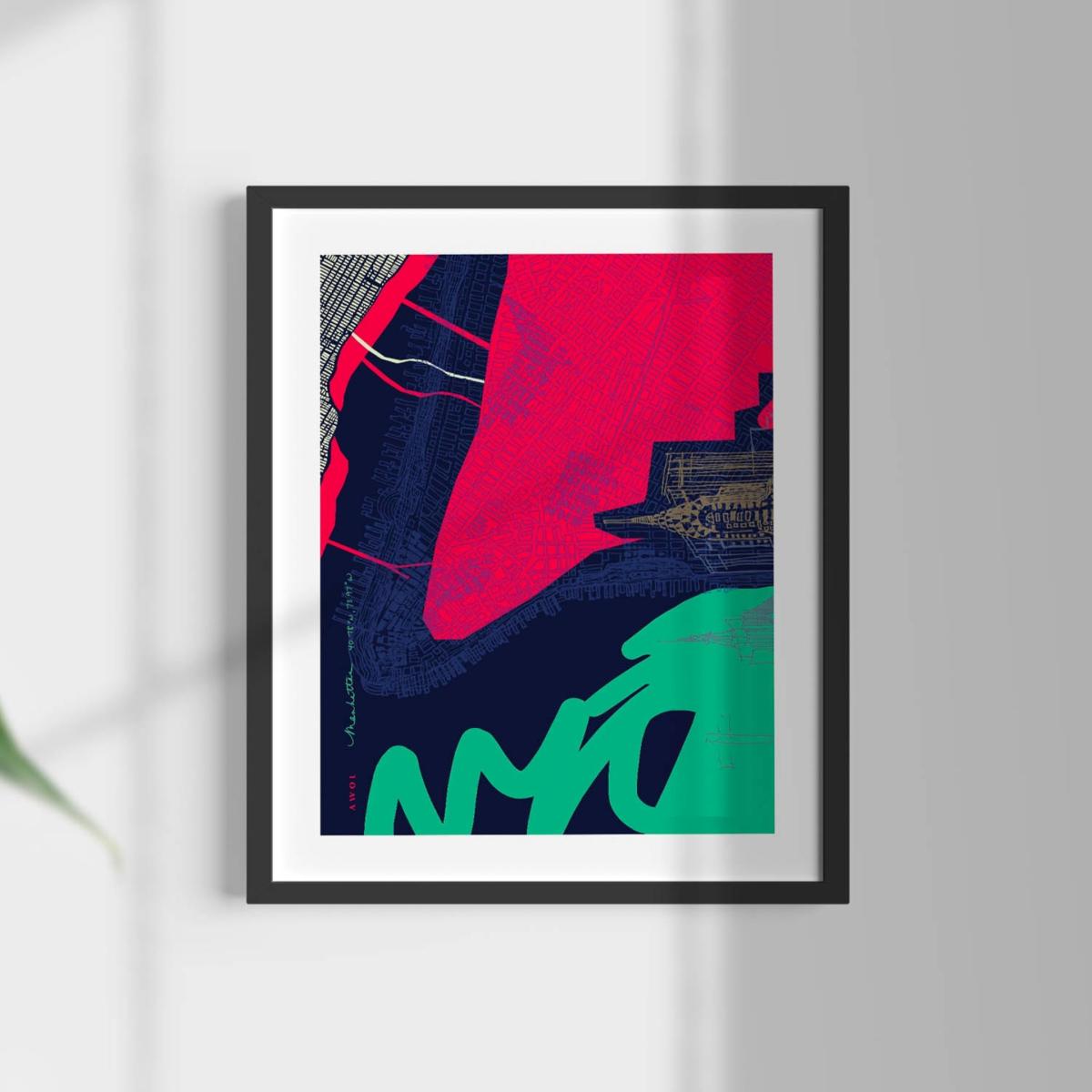 Gold / Green / Blue New York Urban Art Print: The City That Never Sleeps Awol – image 9