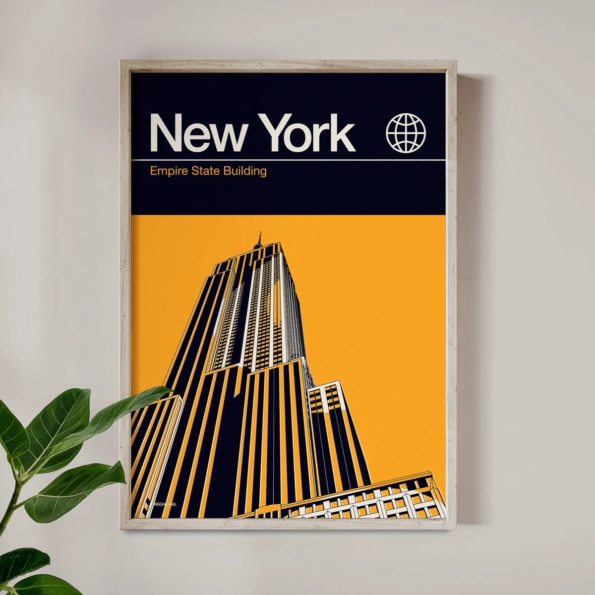 New York Empire State Building Modernist Architectural Travel Poster A3 297 X 420Mm Reign & Hail – image 2