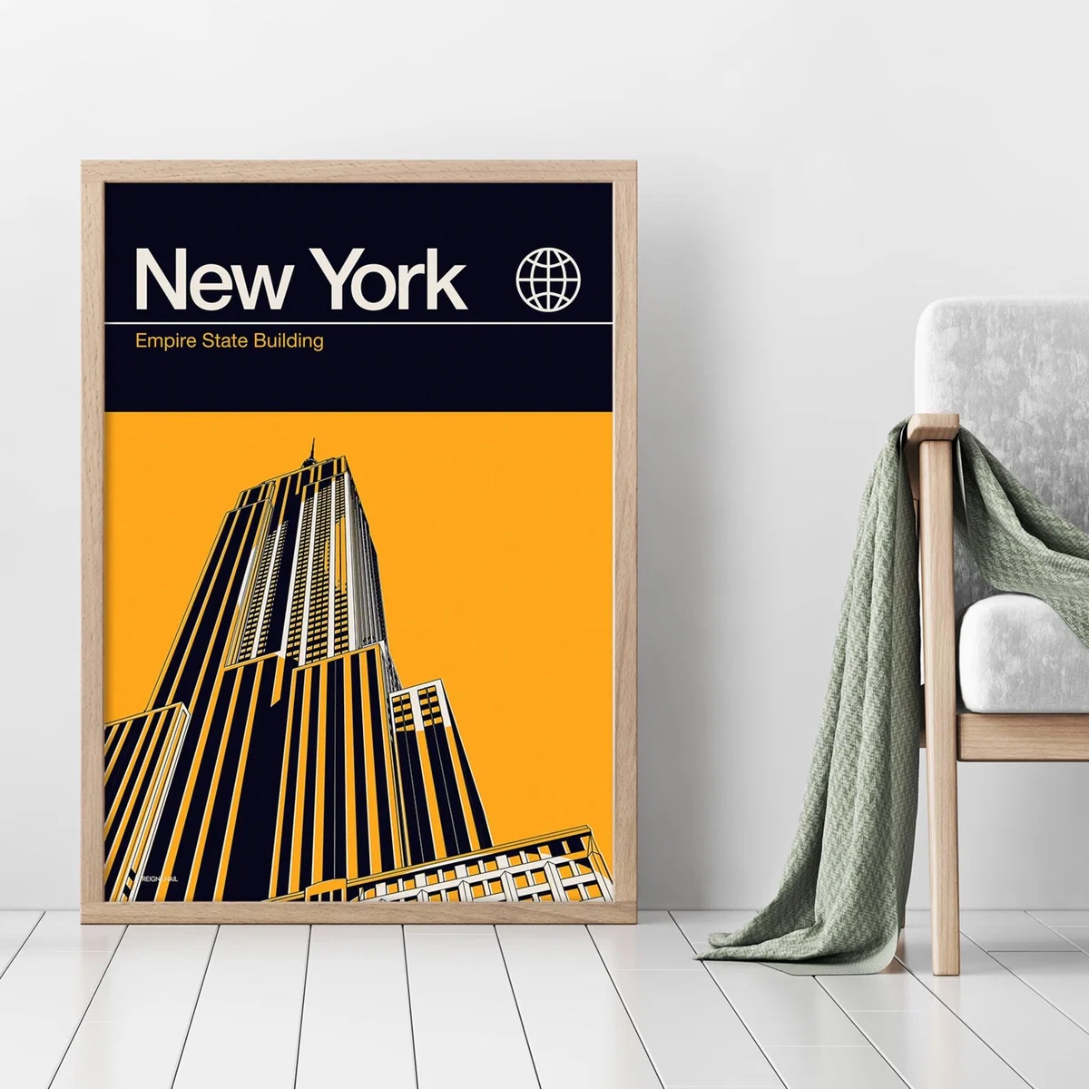 New York Empire State Building Modernist Architectural Travel Poster A3 297 X 420Mm Reign & Hail – image 3